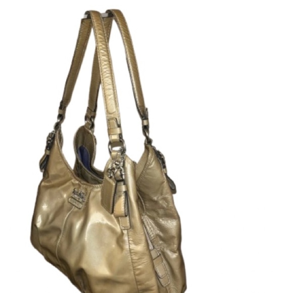 Coach Madison Maggie Gold Patent Leather Hobo Shoulder Bag EUC - Picture 9 of 11